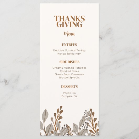 Vorlage für das Menü "Floral Boho Erntedank" (Vorderseite)