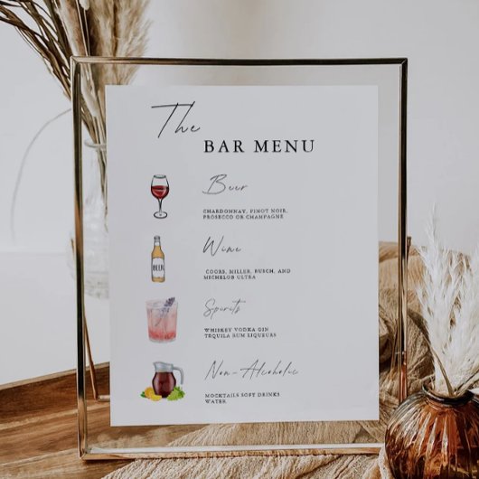 Vorlage für das Minimalistische Bar Menü Poster