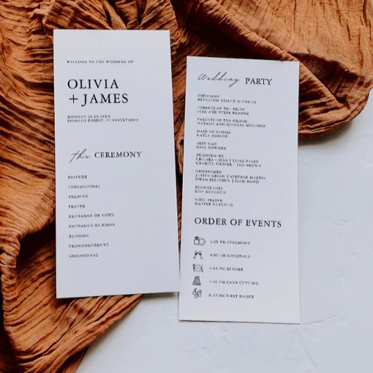 Vorlage für das Minimalistische Hochzeitsprogramm