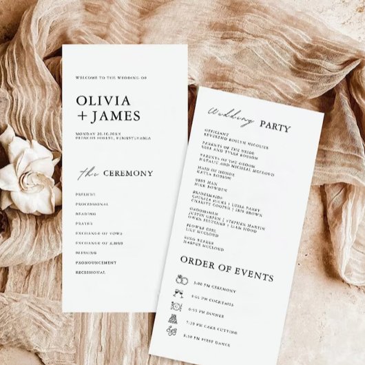 Vorlage für das Minimalistische Hochzeitsprogramm