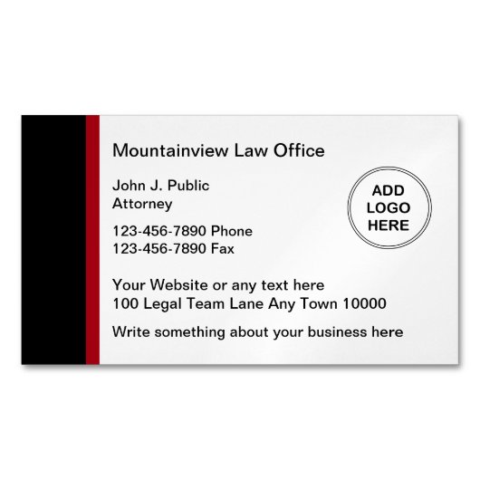 Vorlage für das moderne Logo des Anwalts Magnetische Visitenkarte (Vorderseite)