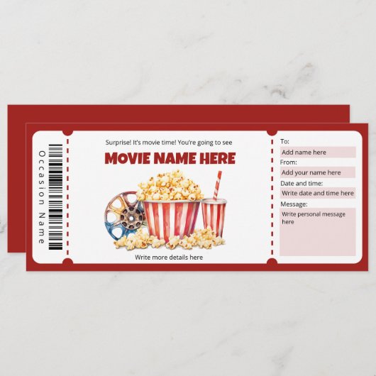 Vorlage für das Nachtticket für Überraschungen (Vorne/Hinten)