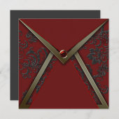 Vorlage für das Party "Gold Red Black Damask" (Vorne/Hinten)