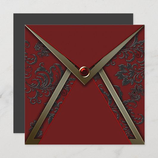 Vorlage für das Party "Gold Red Black Damask" (Vorne/Hinten)