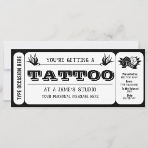 Vorlage für das persönliche Tattoo Ticket Geschenk