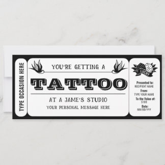 Vorlage für das persönliche Tattoo Ticket Geschenk