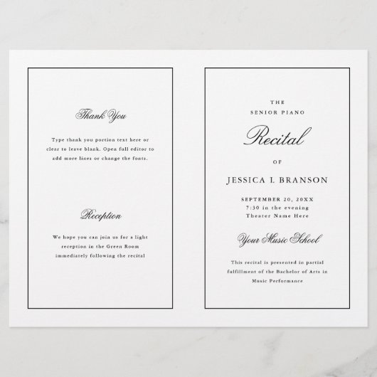 Vorlage für das Programm "Schwarze und weiße Musik (Vorderseite)