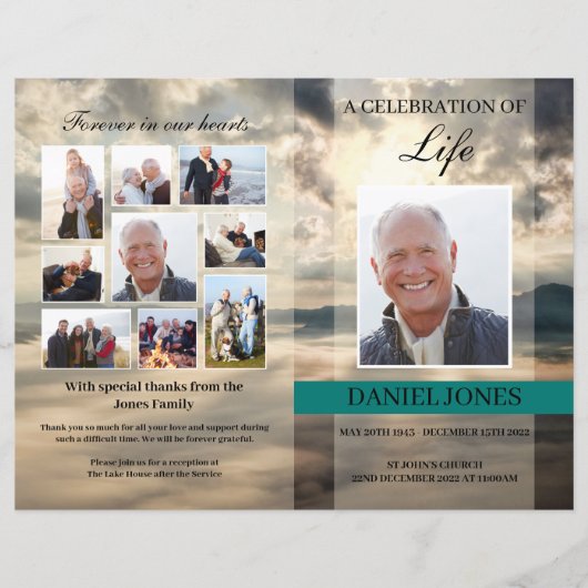 Vorlage für das Programm zur Beerdigung der Bergsp (Vorderseite)