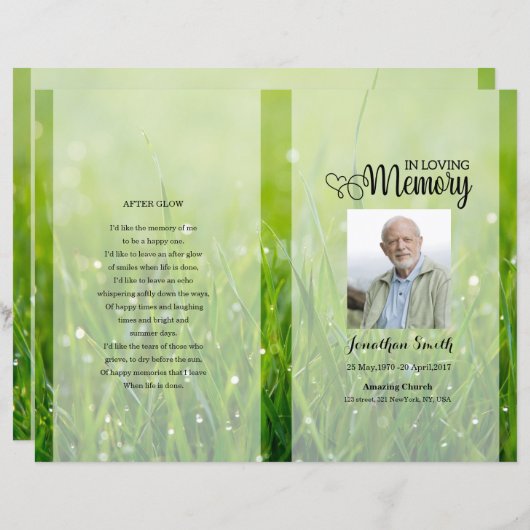 Vorlage für das Programm zur Beerdigung grüner Nat (Vorne/Hinten)