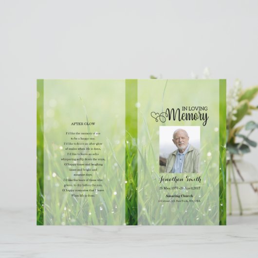 Vorlage für das Programm zur Beerdigung grüner Nat (Stehend Vorderseite)