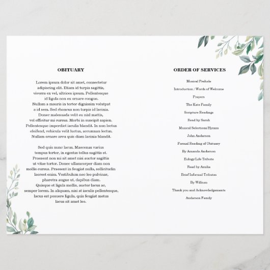 Vorlage für das Programm zur Beerdigung von Neugeb (Rückseite)