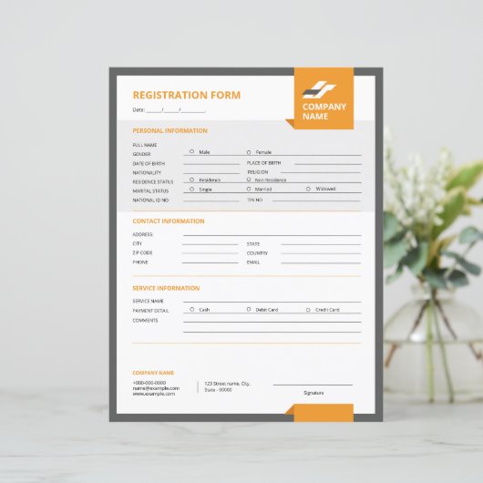 Vorlage für das Registrierungsformular (Stehend Vorderseite)
