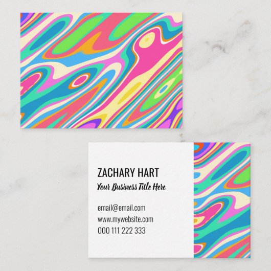 Vorlage für das Retro-Regenbogen-Muster des Groovy Visitenkarte (Vorne/Hinten)