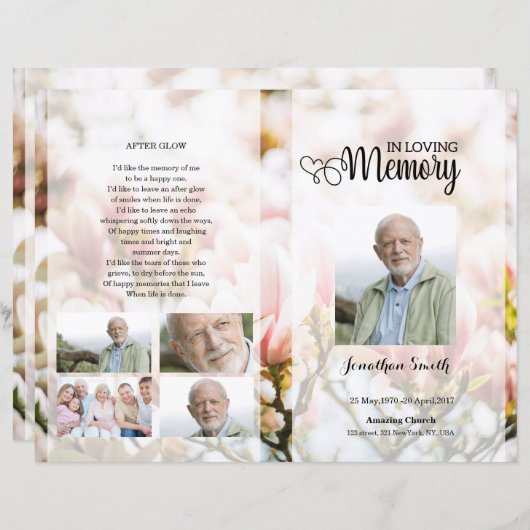 Vorlage für das Rosa Blumenbeerdigung (Vorne/Hinten)