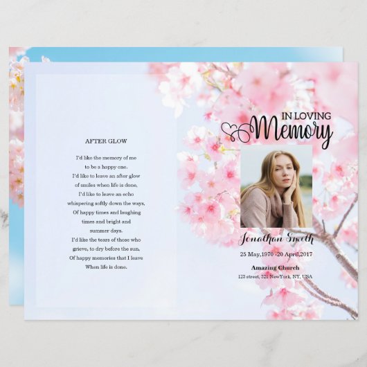 Vorlage für das Rosa Blumenbeerdigung (Vorne/Hinten)