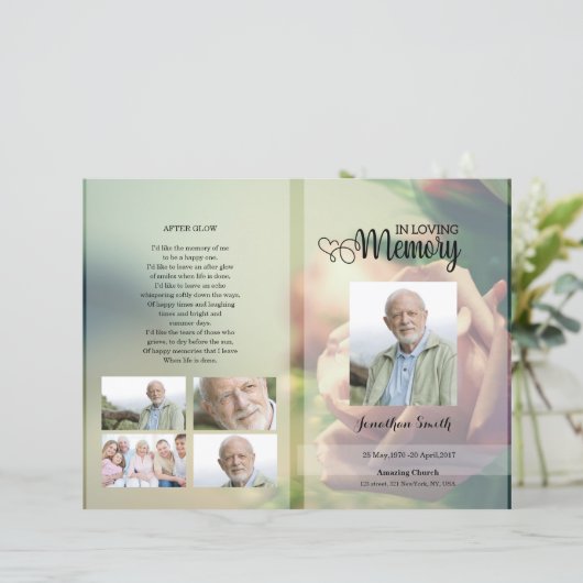 Vorlage für das Rose-Beerdigungsprogramm (Stehend Vorderseite)