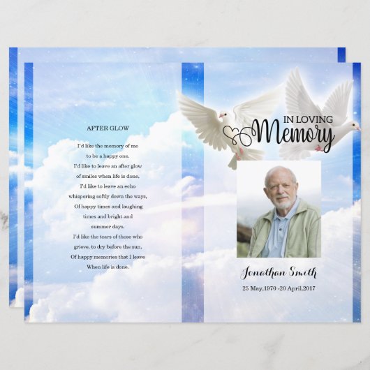 Vorlage für das Sky and Dove Funerary Program (Vorne/Hinten)