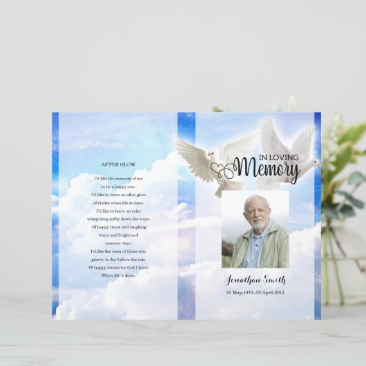 Vorlage für das Sky and Dove Funerary Program (Stehend Vorderseite)