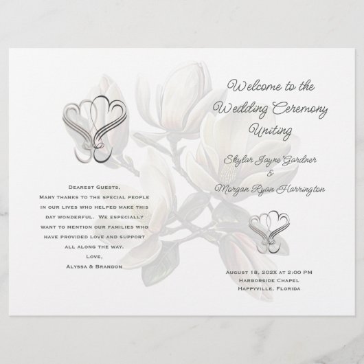 Vorlage für das Südmagnolia-Hochzeitsprogramm (Vorderseite)