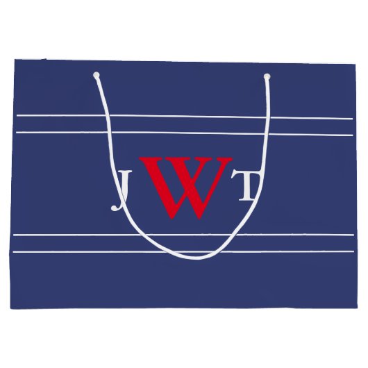 Vorlage für das traditionelle Rot-Weiß-Blau-Monogr Große Geschenktüte (Rückseite)