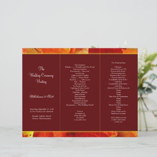 Vorlage für das Tri-Fold-Programm "Autumn Scent Bu (Stehend Vorderseite)