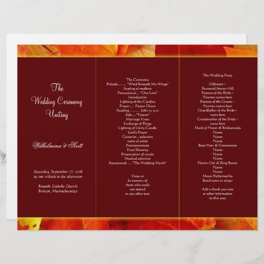 Vorlage für das Tri-Fold-Programm "Autumn Scent Bu (Vorne/Hinten)