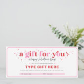 Vorlage für das Valentinstag-Geschenkgutschein (Stehend Vorderseite)