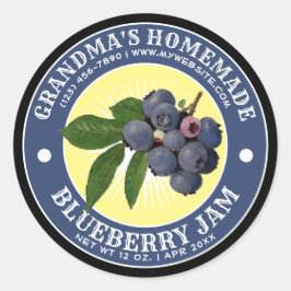 Vorlage für das Vintage hausgemachte Blueberry-Mar Runder Aufkleber