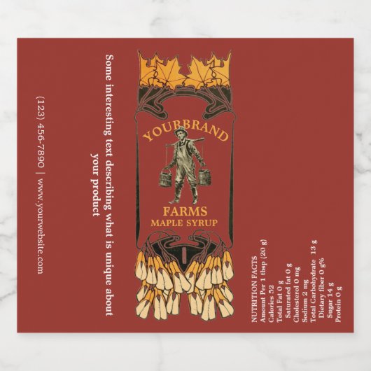 Vorlage für das Vintage Jugendstil-Sirup Alkoholflaschenetikett (Einzelnes Label)