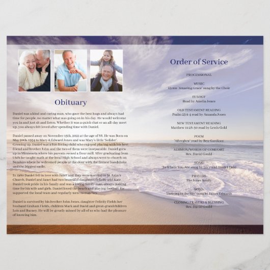 Vorlage für das Waves-Beerdigungsprogramm (Rückseite)