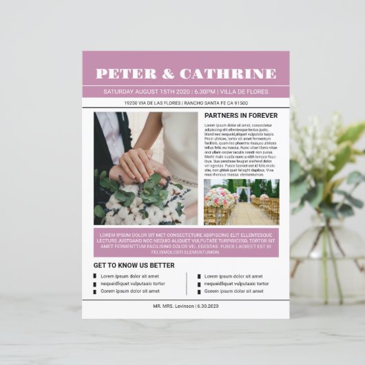 Vorlage für das Wedding Newspaper Programm (Stehend Vorderseite)