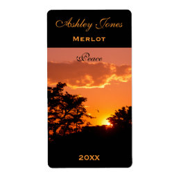 Vorlage für das Weinetikett Orange Sunset Bird Sil