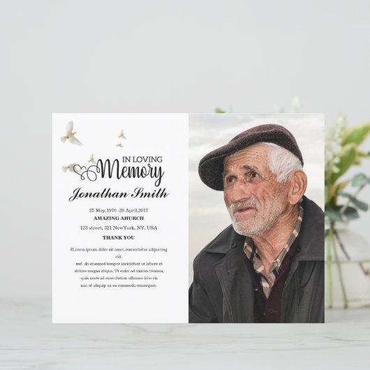 Vorlage für das White-Dove-Beerdigungsprogramm (Stehend Vorderseite)