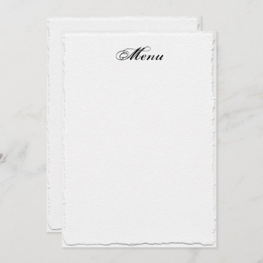 Vorlage für das White Wedding Menu "Imitate Deckle (Vorne/Hinten)