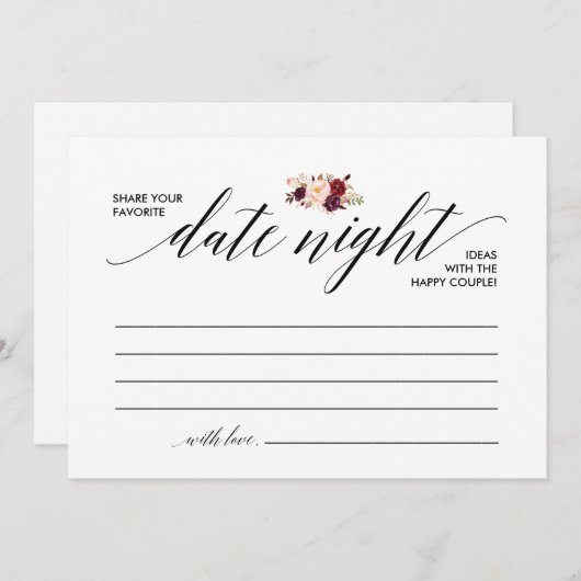 Vorlage für Datumskarte, Ideen für Datumnacht, v3 (Vorne/Hinten)