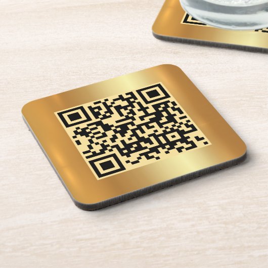 Vorlage für den benutzerdefinierten QR-Code Gold-L Getränkeuntersetzer (Linke Seite)