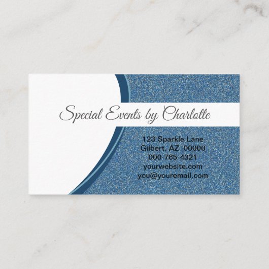 Vorlage für den beruflichen blauen Glitzer QR-Code Visitenkarte (Rückseite)