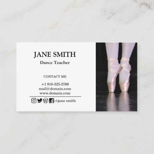 Vorlage für den beruflichen Dance Studio-Instructo Visitenkarte (Rückseite)