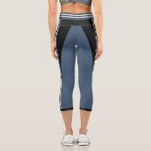 Vorlage für den blauen, weißen und schwarzen Strei Capri Leggings (Rückseite)