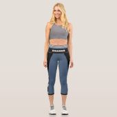Vorlage für den blauen, weißen und schwarzen Strei Capri Leggings (Vorderseite)