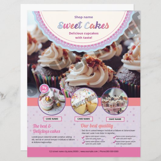 Vorlage für den Cake Shop-Flyer (Vorne/Hinten)
