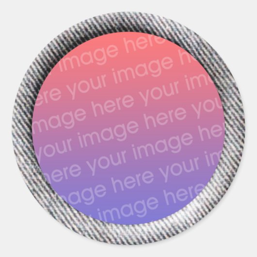 Vorlage für den Denim (Rahmen für den 3D-Effekt) Runder Aufkleber (Vorderseite)