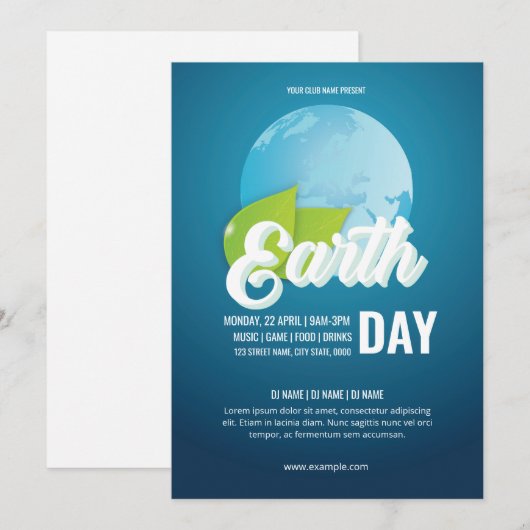 Vorlage für den Earth Day Flyer (Vorne/Hinten)