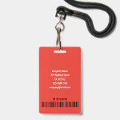 Vorlage für den einfachen, hellroten, großen Foto- Ausweis (Rückseite mit Lanyard)