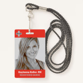 Vorlage für den einfachen, hellroten, großen Foto- Ausweis (Vorderseite mit Schlüsselband)