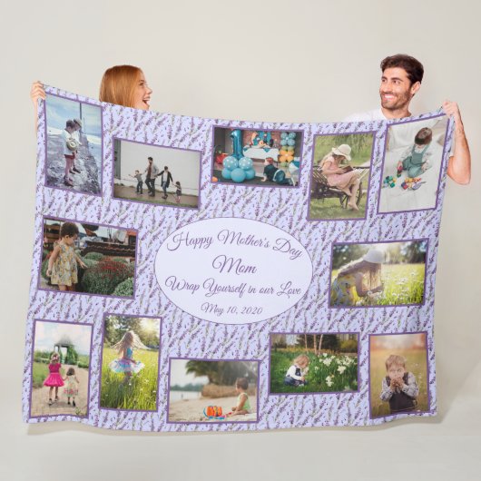 Vorlage für den Familienfoto Collage Mothers Day Fleecedecke (Beispiel)