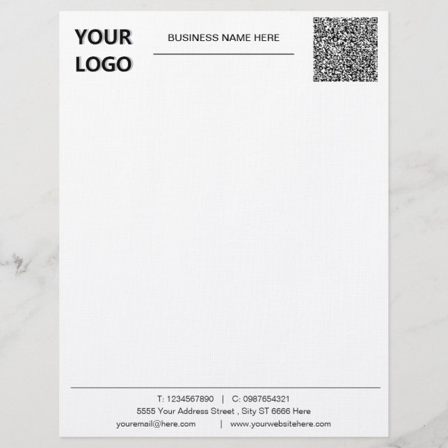 Vorlage für den Firmenbrief mit Logo und QR-Code Briefbogen (Vorderseite)