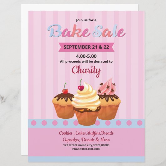 Vorlage für den Flyer "Bake Sale" (Vorne/Hinten)