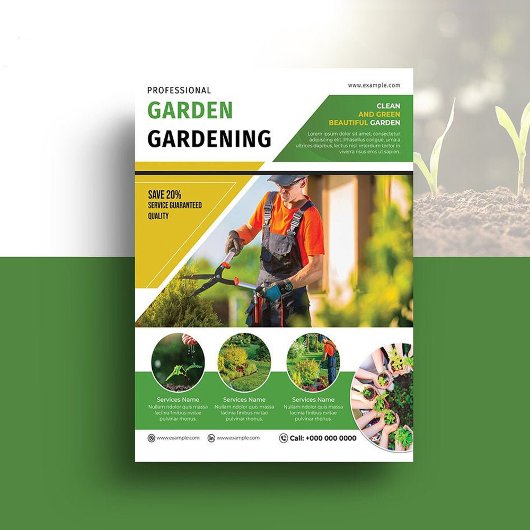Vorlage für den Flyer "beruflich Garden Care"