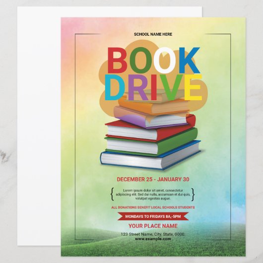 Vorlage für den Flyer Book Drive (Vorne/Hinten)